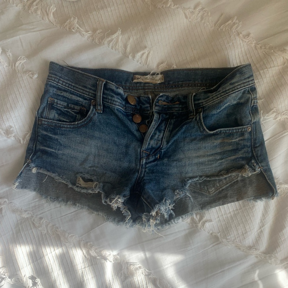Free People Denim Light Wash Cutoff Jean Shorts